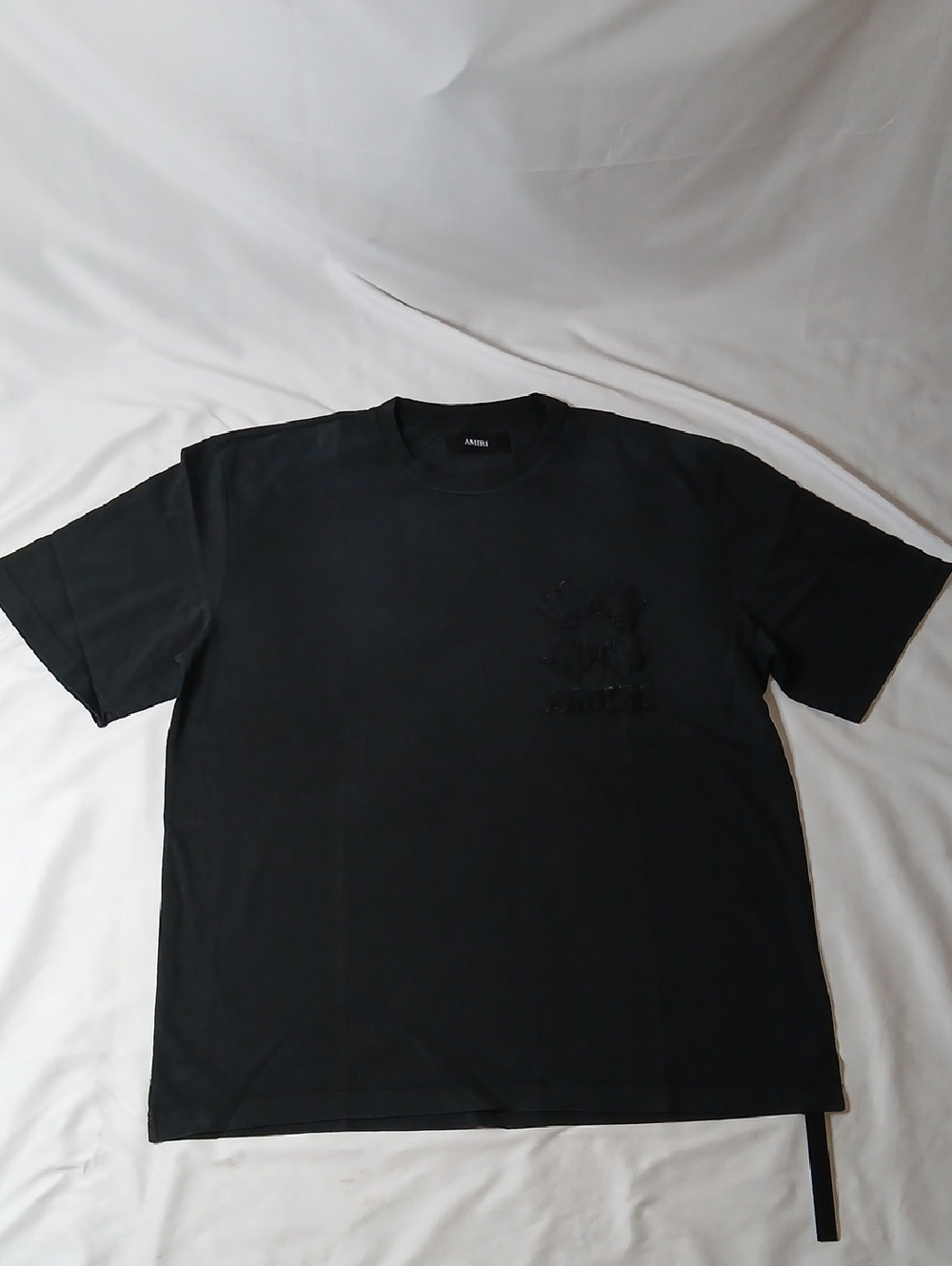 AMIRI Black Short-Sleeve Crewneck T-Shirt with Subtle Chest Detail